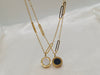 Delicate Stainless Steel Roman Numerals Double Sided Round Charm Necklace