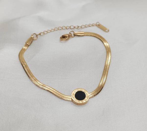 Stainless Steel Round Roman Numerals Snake Chain Bracelet New Fashion