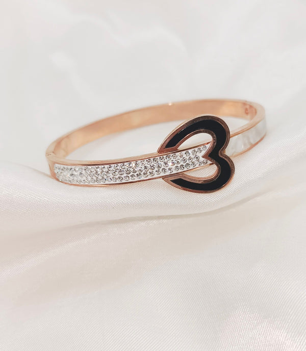 Stainless Steel Rose Gold Stone Studded Bangle