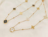Unique Stainless Steel Metal Clover Flowers Necklace (Black & White)