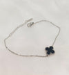4 Leaf Clover Double Sided Stainless Steel Silver Bracelet