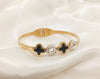 Stainless Steel Clover Stones Handcuff
