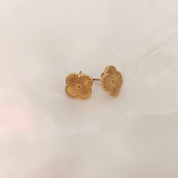 Stainless Steel Gold Color Clover Stud Earrings