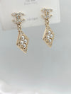 Dazzling Stainless Steel CC Stone Studded Earrings