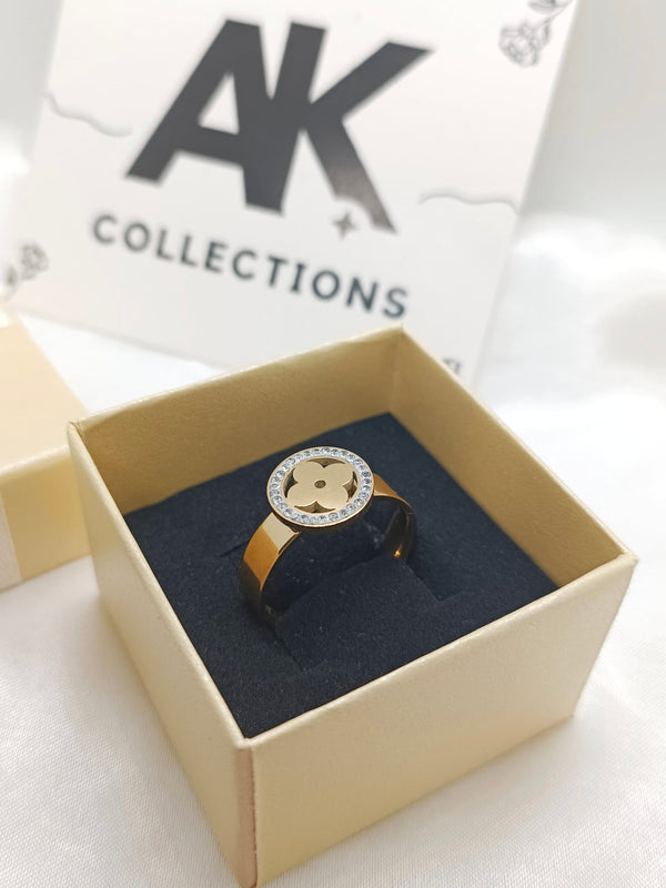 Beautiful Stainless Steel LV Ring