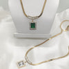 Luxury 18kgold PlatedZircon Stainless Steel Snake Chain Pendant Necklace