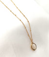 Minimalist Stainless Steel Green Gem Stone Pendant Necklace In 2 Colors