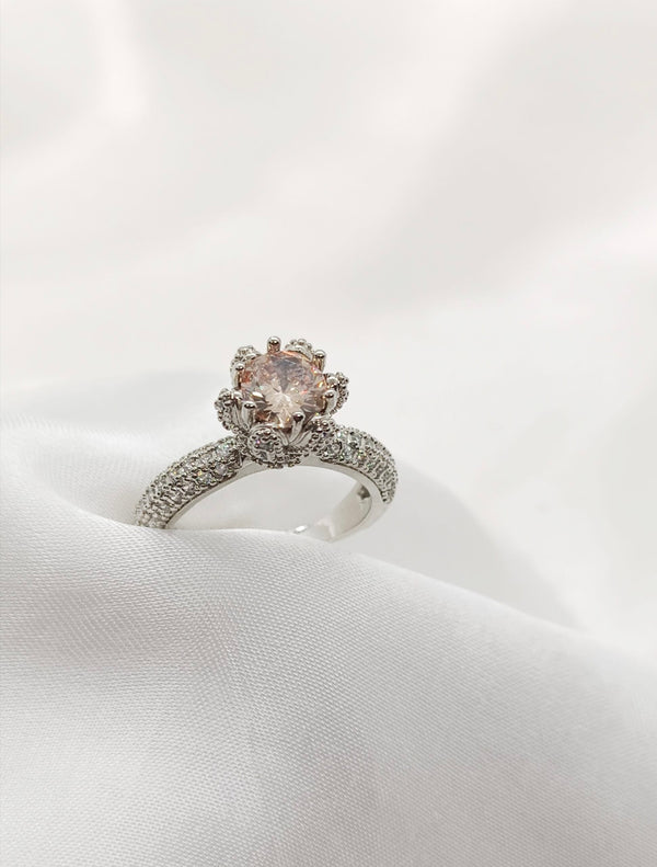 High Quality S925 Sterling Silver Sparkling Adjustable Ring