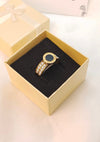 Classic Titanium Stainless Steel Stone Studded Ring