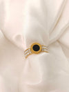 Classic Titanium Stainless Steel Stone Studded Ring
