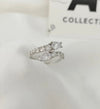 Stunning Silver Zircon Stone Snake Shape Adjustable Ring