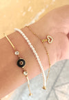 Premium Double Layer Pearls Heart Charm Bracelet | Stainless Steel