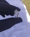 925 Sterling Silver Luxury Diamond Look Heart Adjustable Ring