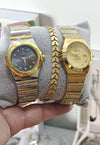 OMEGA Yellow Gold Premium Stainless Steel Men's And Women's Watch