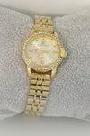 Luxury Women Stone Studded Gold Stainless Steel Top Brand Watch