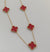 4 Leaf Clover Stainless Steel Reversible Necklace (Red)