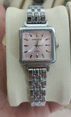 Elegant Steel Pink Dial Watch
