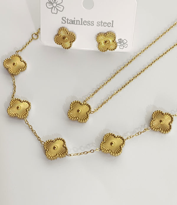 Stainless Steel Gold Color Clover Combo Deal | 4 Pcs