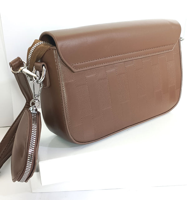 Imported Cross Body Bag With Mini Pouch (Brown)