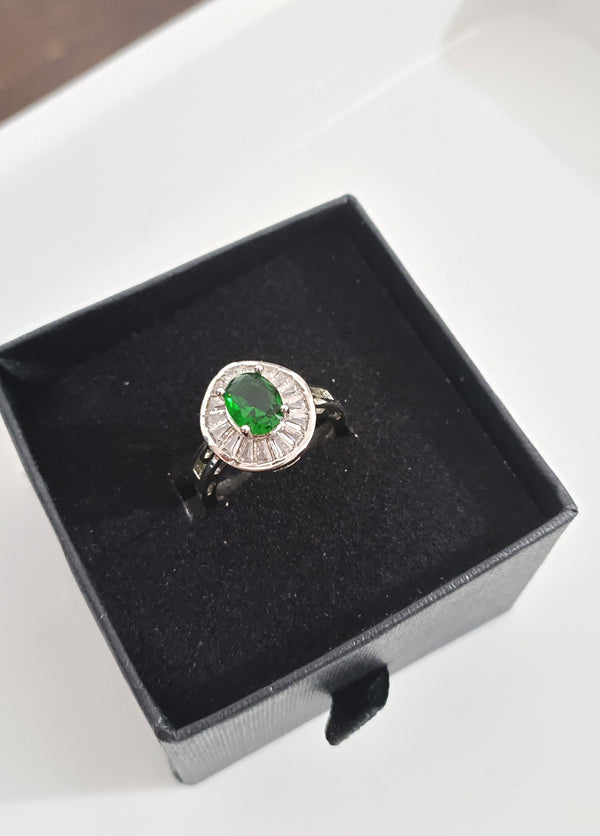 Lux Emerald Crystal Adjustable Ring