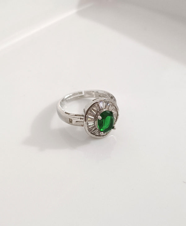 Lux Emerald Crystal Adjustable Ring