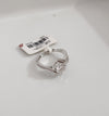 925 Sterling Silver Diamond Look Heart Adjustable Ring