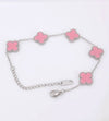 Pink Clover Silver Bracelet | Stainless