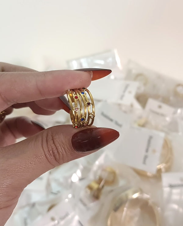 Multi-Tone Crystal Ring