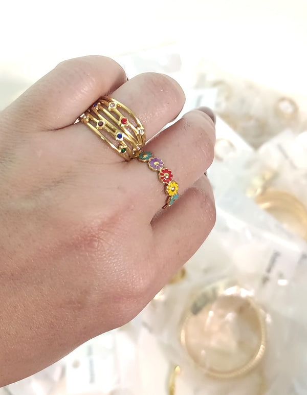 Multi-Tone Crystal Ring