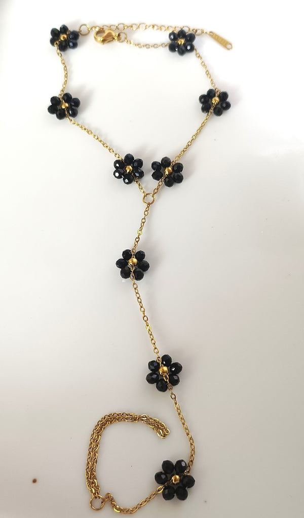 Flower Hand Chain (Black)