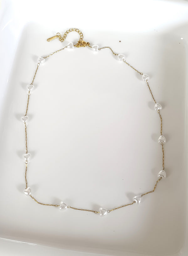 Pearl Heart Chain Necklace
