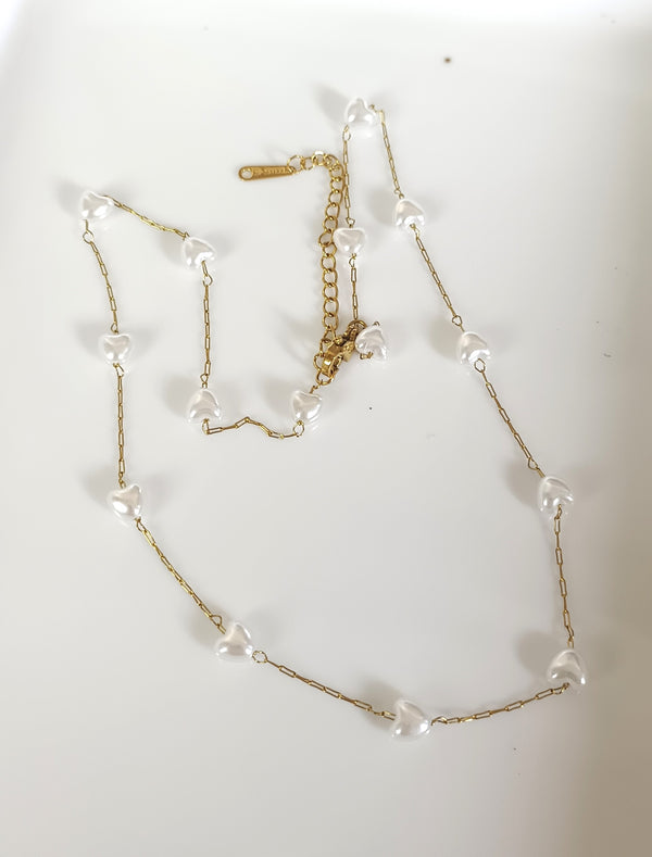 Pearl Heart Chain Necklace