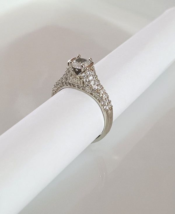 LOVE White Stone Studded Adjustable Ring