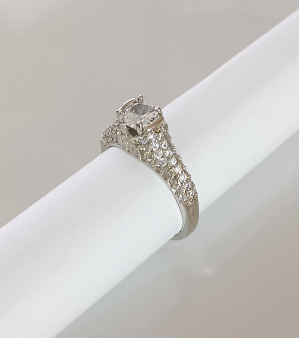 LOVE White Stone Studded Adjustable Ring