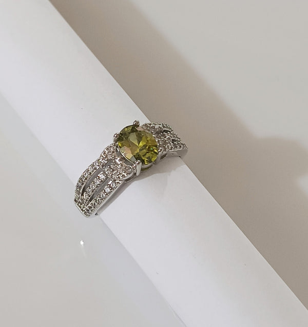 Silver Zircon Adjustable Ring