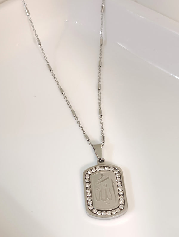 Silver Stones Allah Pendant Unisex | Stainless Steel | 21k Gold Plated