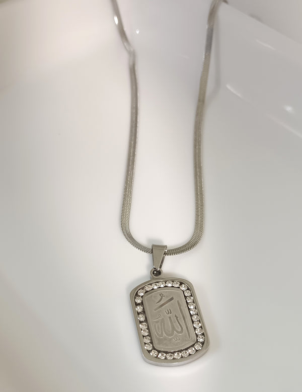 Silver Stones Allah Pendant Unisex | Stainless Steel | 21k Gold Plated