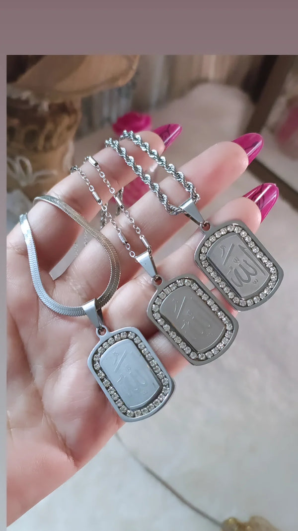 Silver Stones Allah Pendant Unisex | Stainless Steel | 21k Gold Plated
