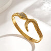 Stainless Steel Rhinestone Snake Hinged Bangle