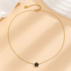 Japan-Korea Style Flowers Black Stainless Steel Necklace Earrings