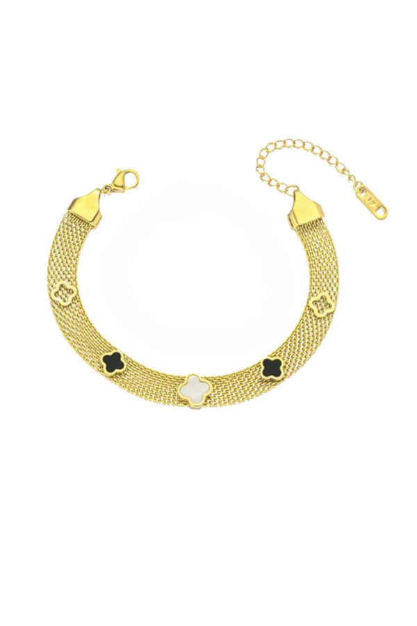 Stainless Steel Mesh Clover Bracelet
