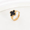 Premium Stainless Steel Adjustable Clover Ring (Black & White)