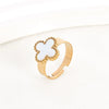 Premium Stainless Steel Adjustable Clover Ring (Black & White)