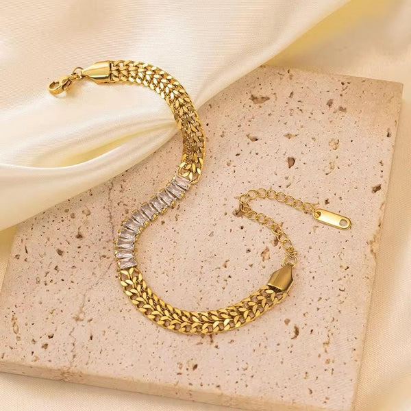 Selene Spark Gold Plated Zirconia Bracelet | Water Proof | Premium Quality