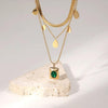 Multi Layered zirconia( Maroon, White, Black and Green ) Water Proof Necklace | Gold Plated | Premium Quality