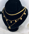 Multi Layered zirconia( Maroon, White, Black and Green ) Water Proof Necklace | Gold Plated | Premium Quality