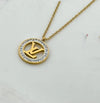Stone Studded Golden Chain LV Neckless | Stainless Steel