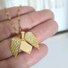 Zircon Love Wings Openable Pendant Necklace | Stainless Steel