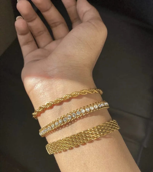 Twisted, Elara Glow And Braided Bracelet Stack | Stainless Steel