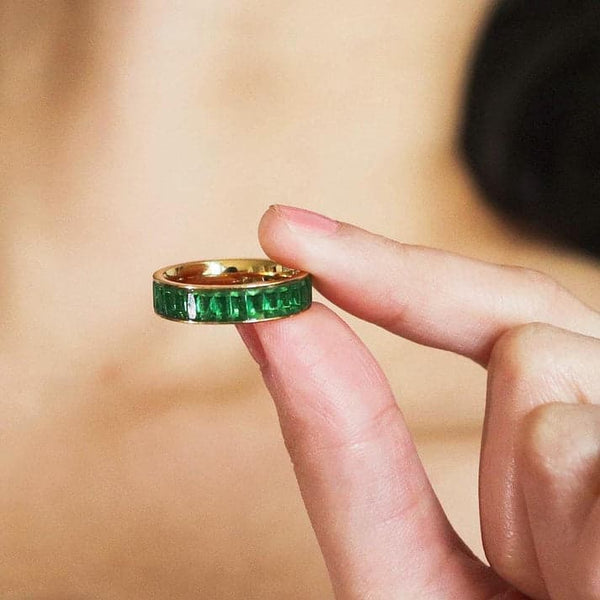Emerald Gold Ring | Stainless Steel